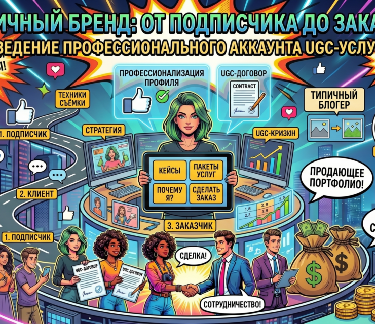 UGC-личный бренд в социальных сетях: как вести профессиональный аккаунт, который продаёт UGC-услуги, превращает подписчиков в UGC-заказчиков и не превращает UGC-креатора в блогера