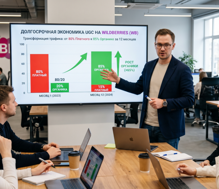 Долгосрочная экономика UGC на Wildberries WB: от восьмидесяти процентов платного трафика к восьмидесяти пяти процентам органики за двенадцать месяцев