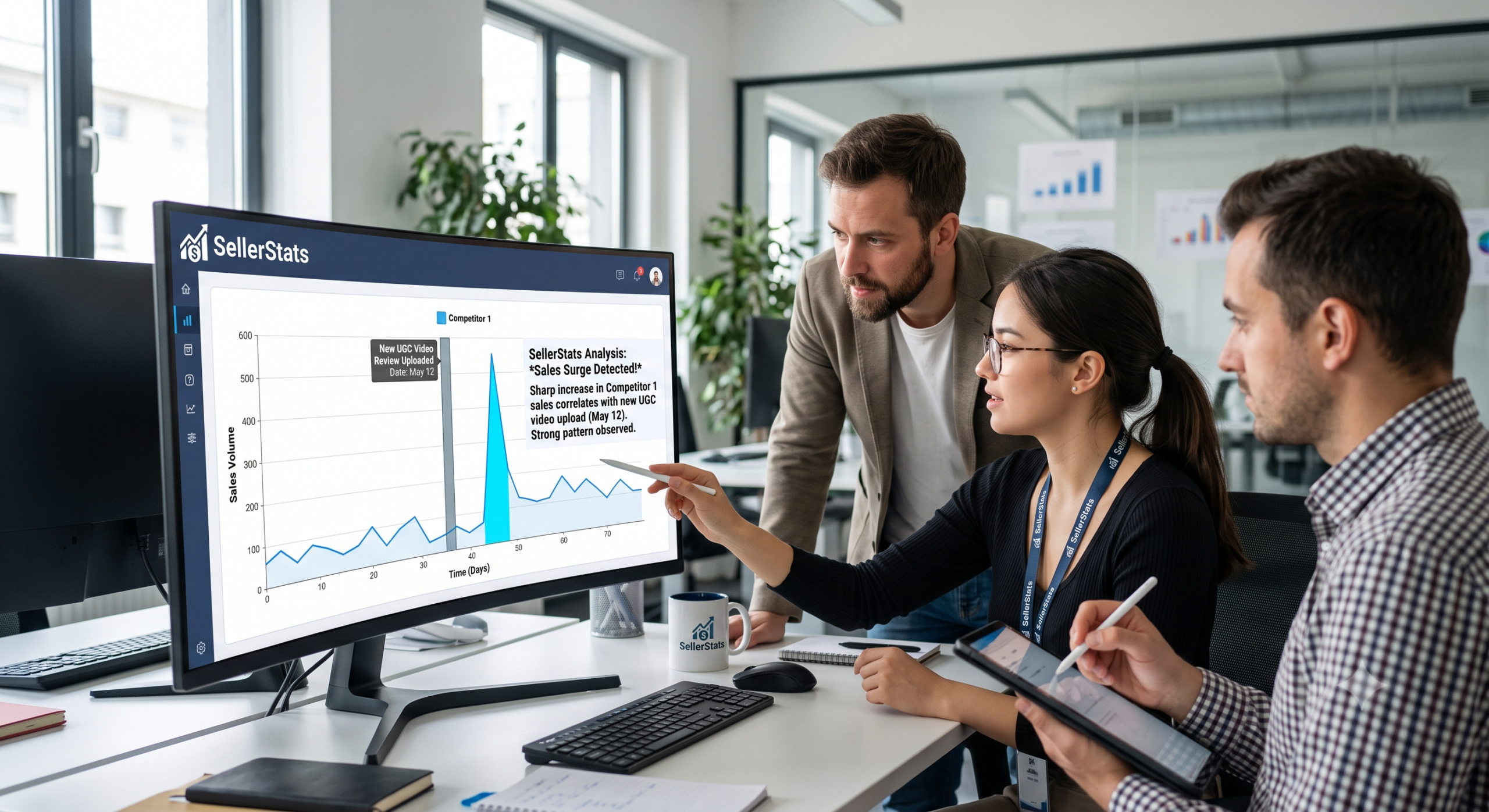 SellerStats: анализ динамики продаж конкурентов и всплески после публикации новых видеоотзывов — ищем закономерность, когда резкий рост продаж у конкурента совпадает с появлением свежего UGC