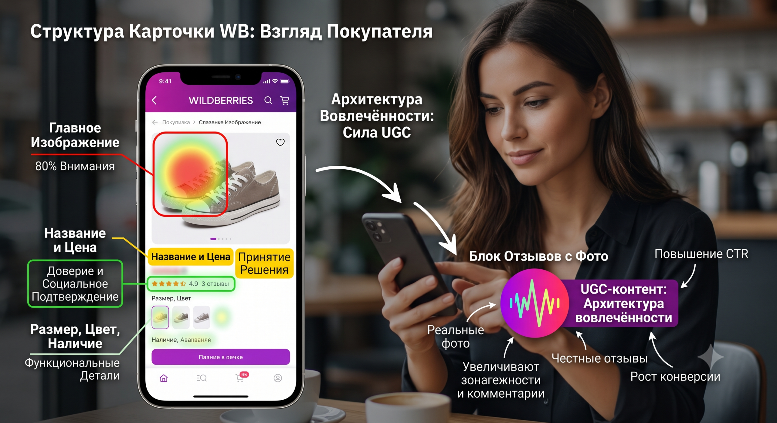Структура карточки Wildberries WB: как покупатель сканирует страницу и куда направить внимание, а также почему UGC-контент становится архитектурой вовлечённости