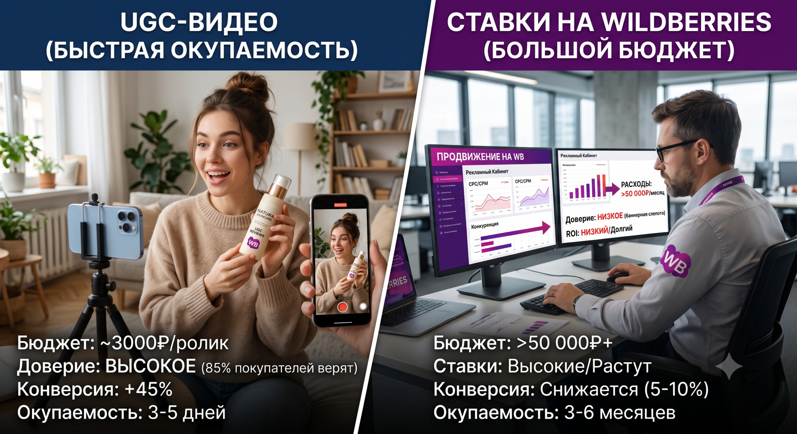 UGC-видео vs рекламный бюджет: почему заказ UGC-видеоотзывов окупается быстрее ставок на Wildberries WB
