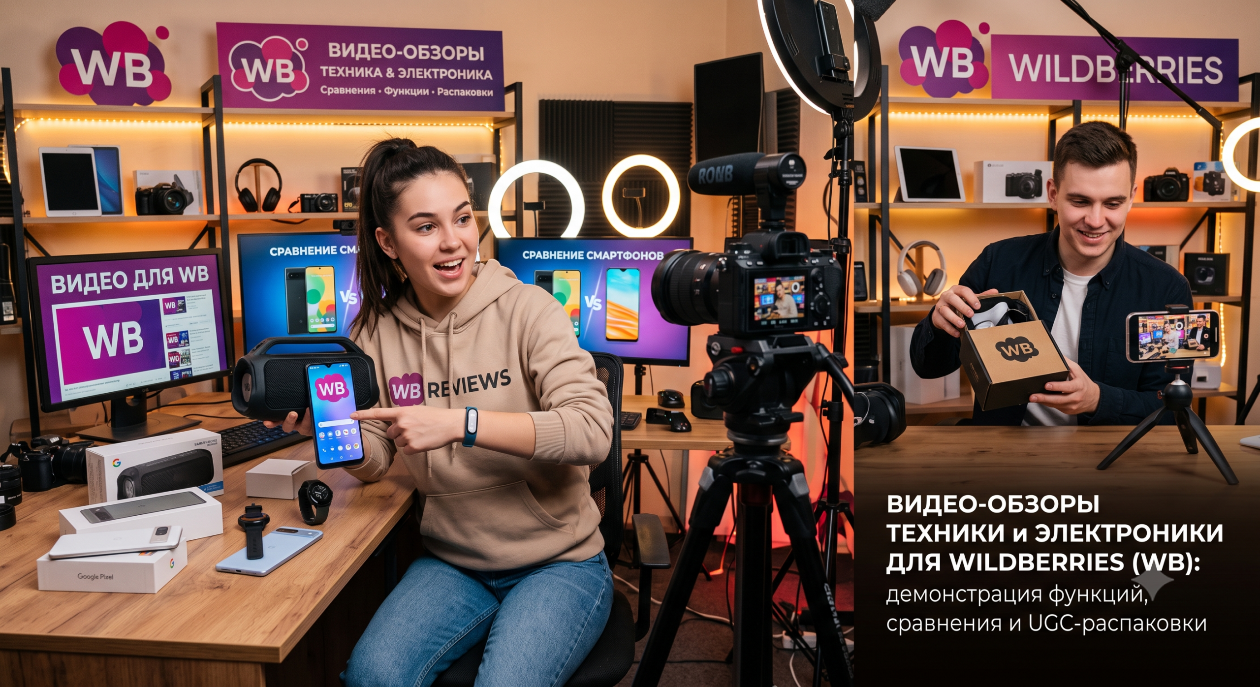 Видео-обзоры техники и электроники для WB: демонстрация функций, сравнения и UGC-распаковки